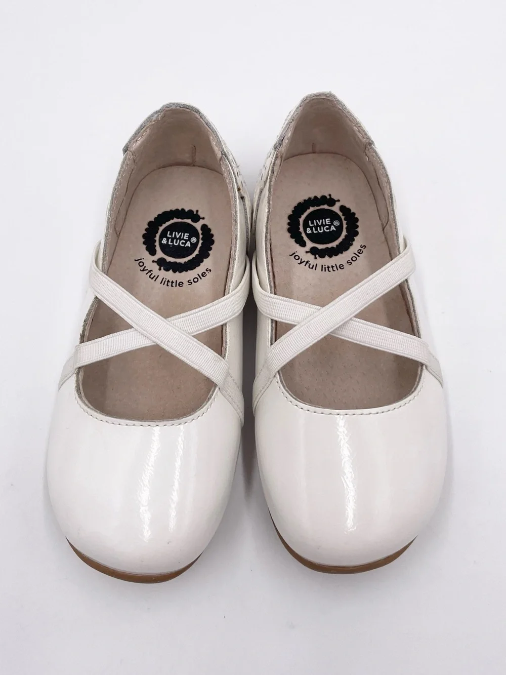 Livie & Luca Mariposa White Patent Leather Flats Toddler Girls Size 8 Butterfly